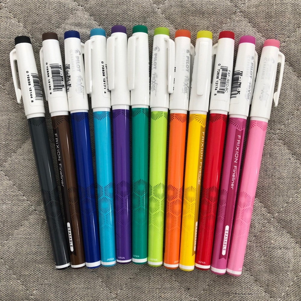 Erasable fine liner pens